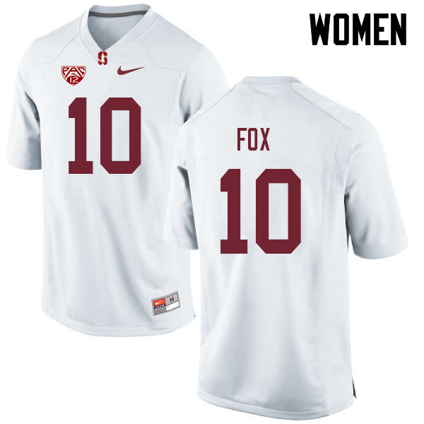 Women #10 Jordan Fox Stanford Cardinal College Football Jerseys Sale-White